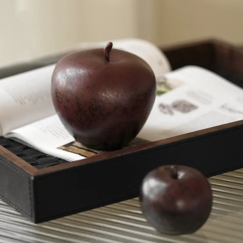 Chinese ceramic simulation apple ornament traditional desktop decoration large and small size options