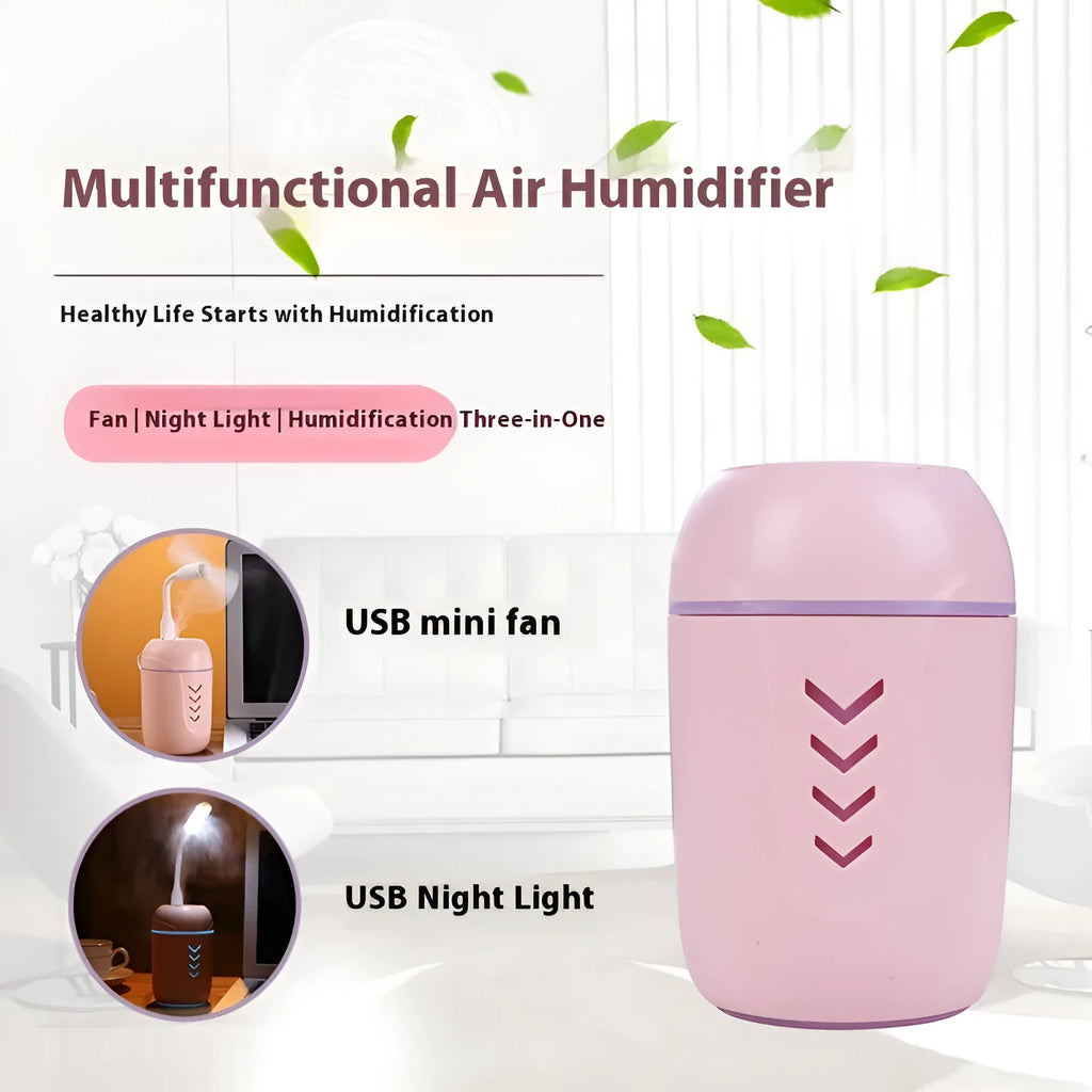Round portable air purifier in blue colour with USB cable for car home office use