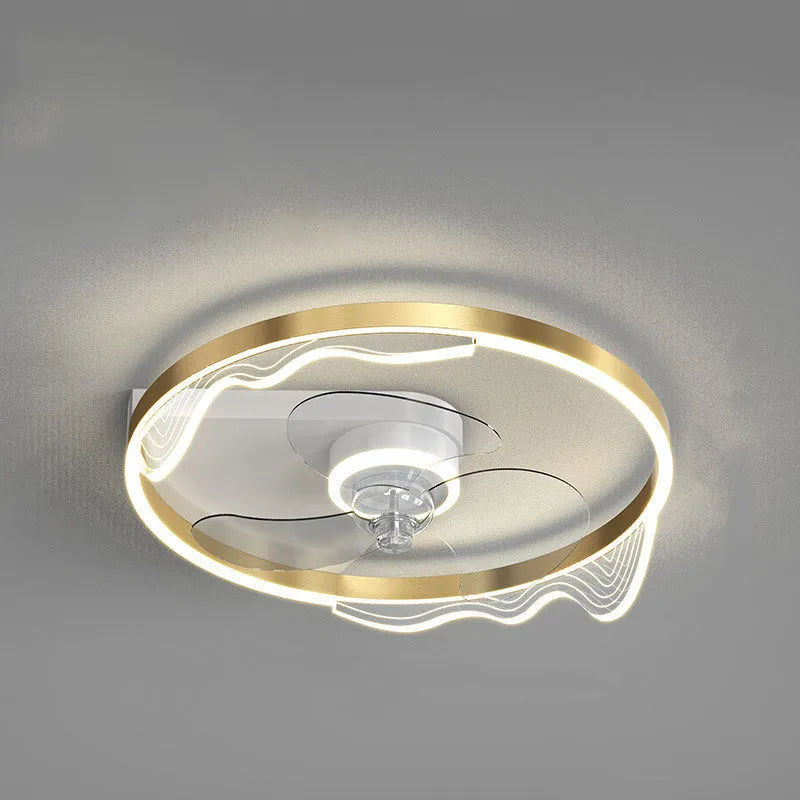 Nordic style white ceiling lamp with integrated fan and light for children's room