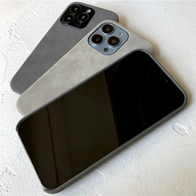 Flip over faux leather phone case anti-slip anti-drop for Apple iPhone models in dark gray