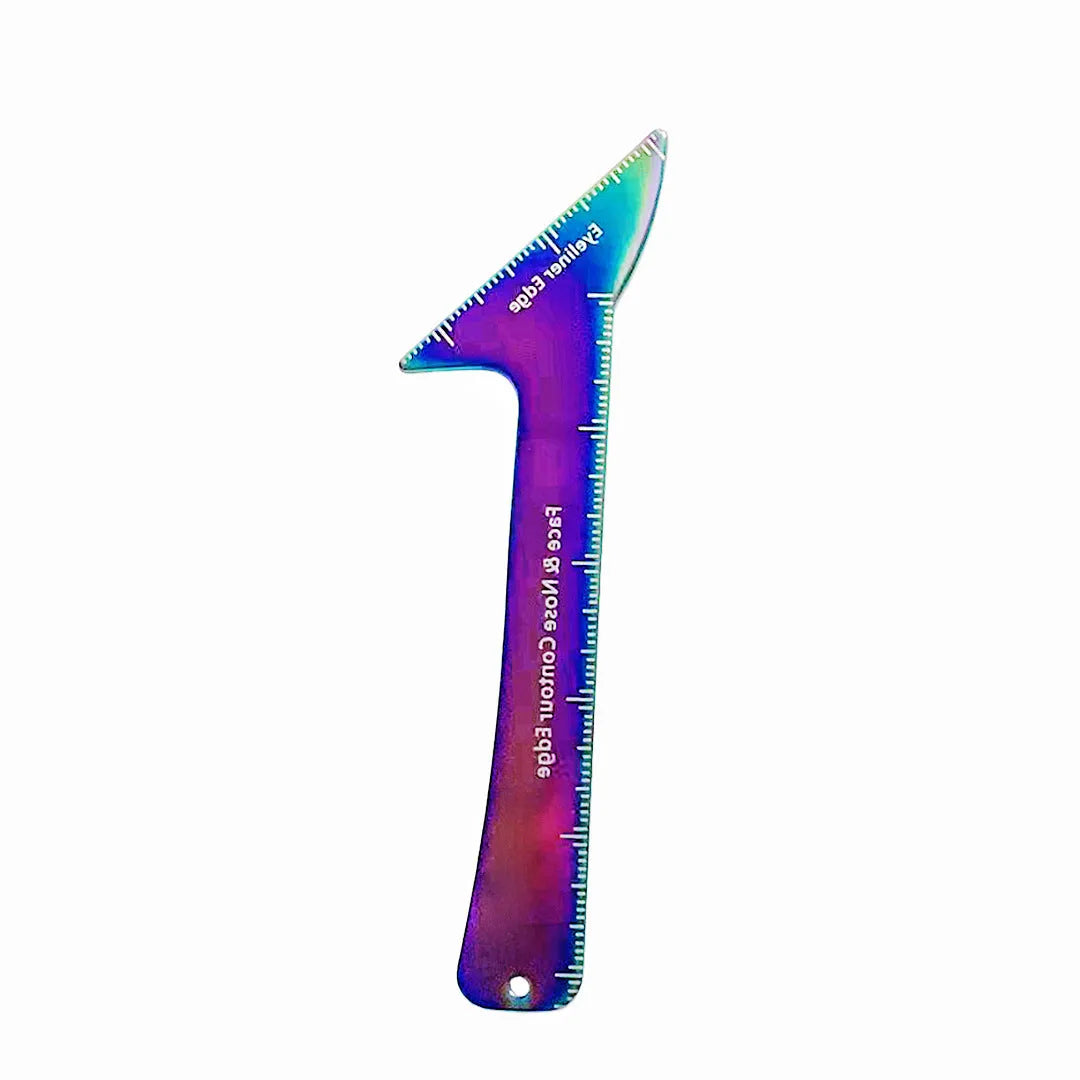 3-in-1 reusable makeup stencil tool for eyeliner on hooded eyes, eyebrows, and face contour in LaserFX or Pink.