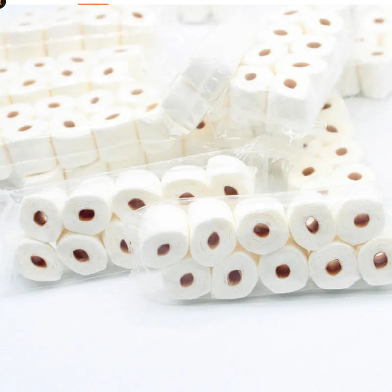 Miniature paper model of a tissue roll toy for children, dimensions 30mm by 15mm by 80mm.