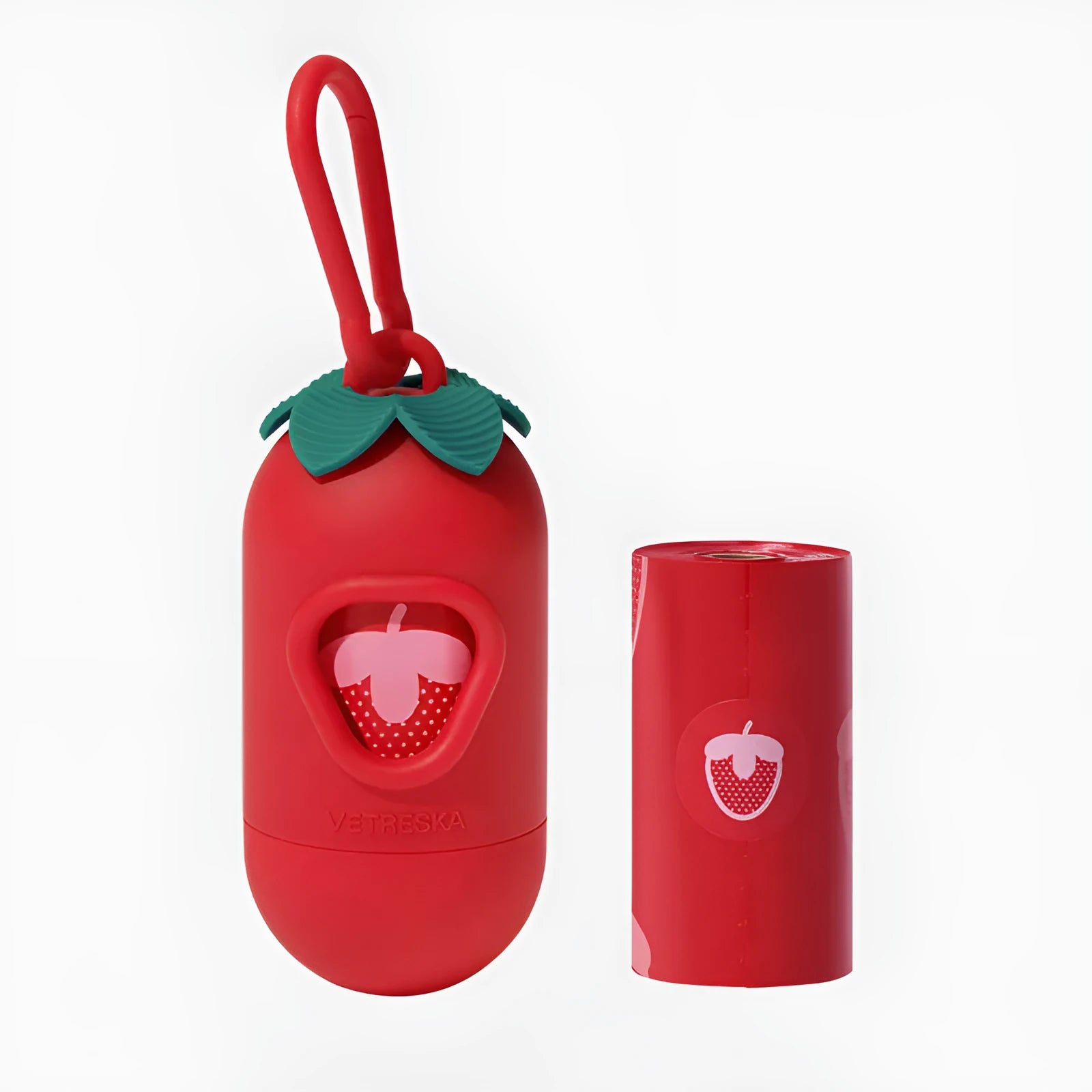 Thickened dog poop bag dispenser capsule with scented inner bag roll in strawberry, orange or cherry blossom styles