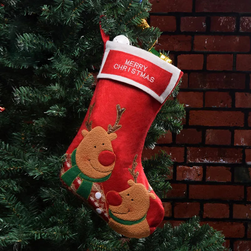 American-style non-woven fabric Christmas stocking pendant in elk, old man, or snowman design