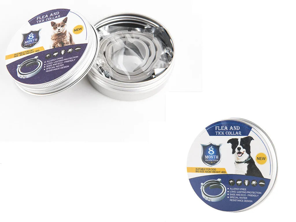 Adjustable pet anti-mosquito collar for cats and dogs, made with TPR silica gel and natural plant extracts, waterproof design