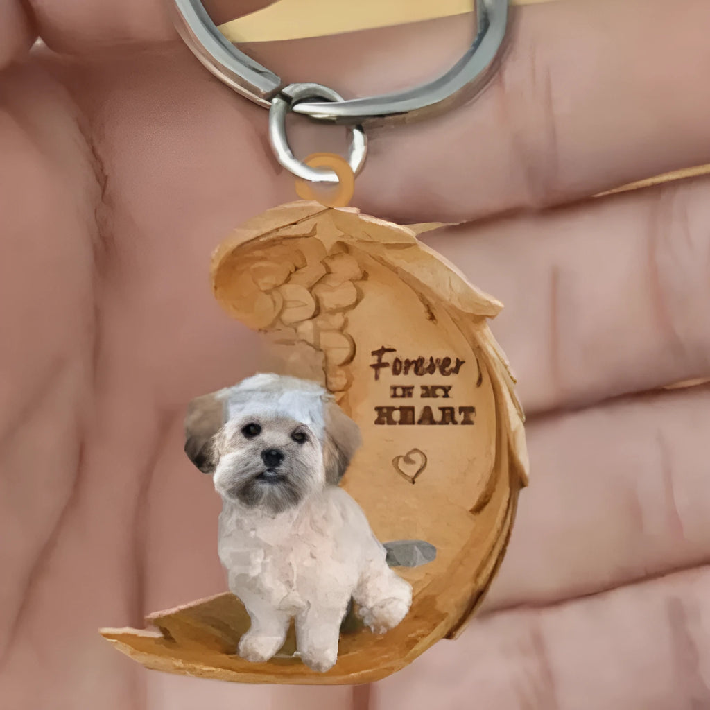 Square acrylic car hanging decoration with dog picture measuring 9cm by 9cm