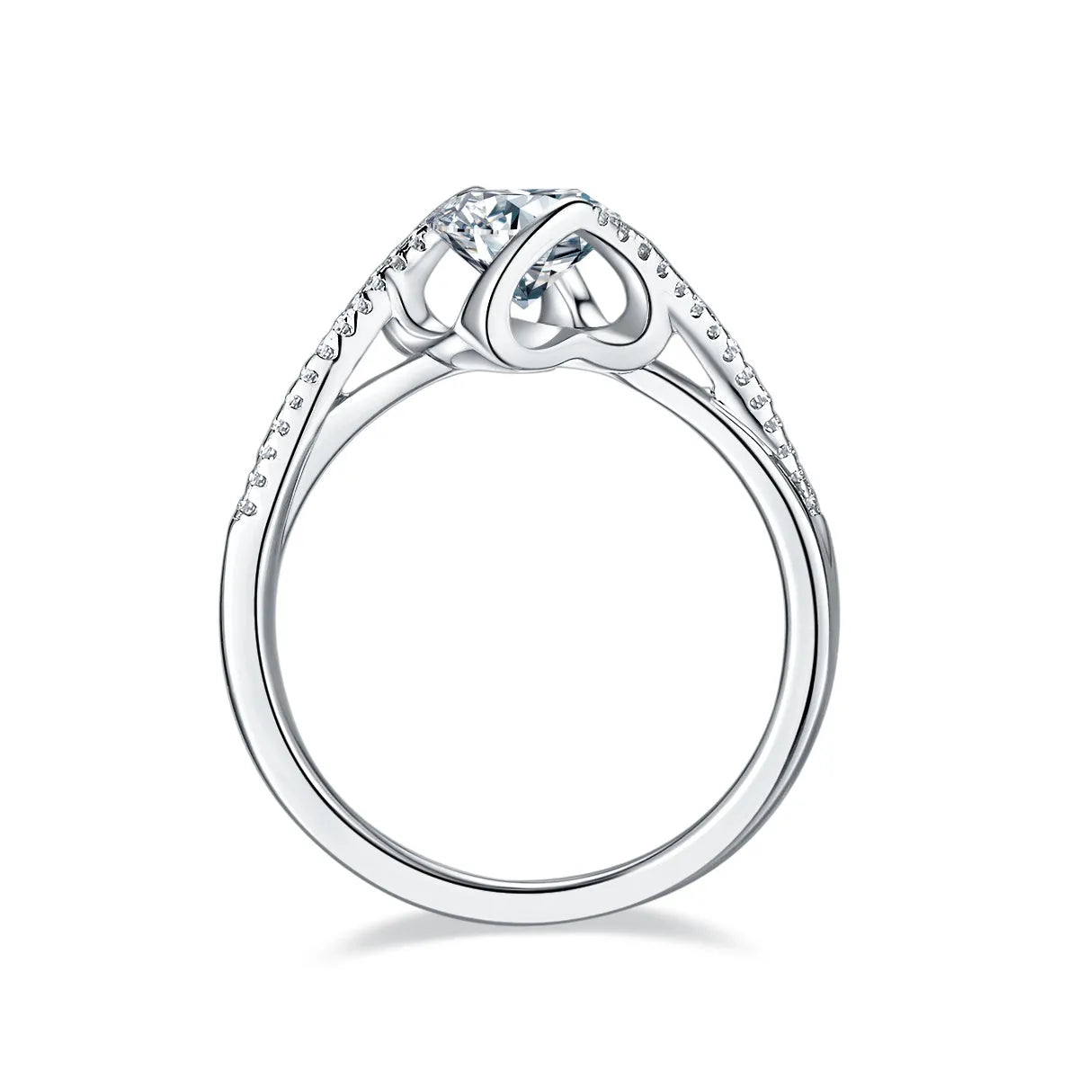 1-carat moissanite wedding ring set on S925 silver with platinum plating, gift box included