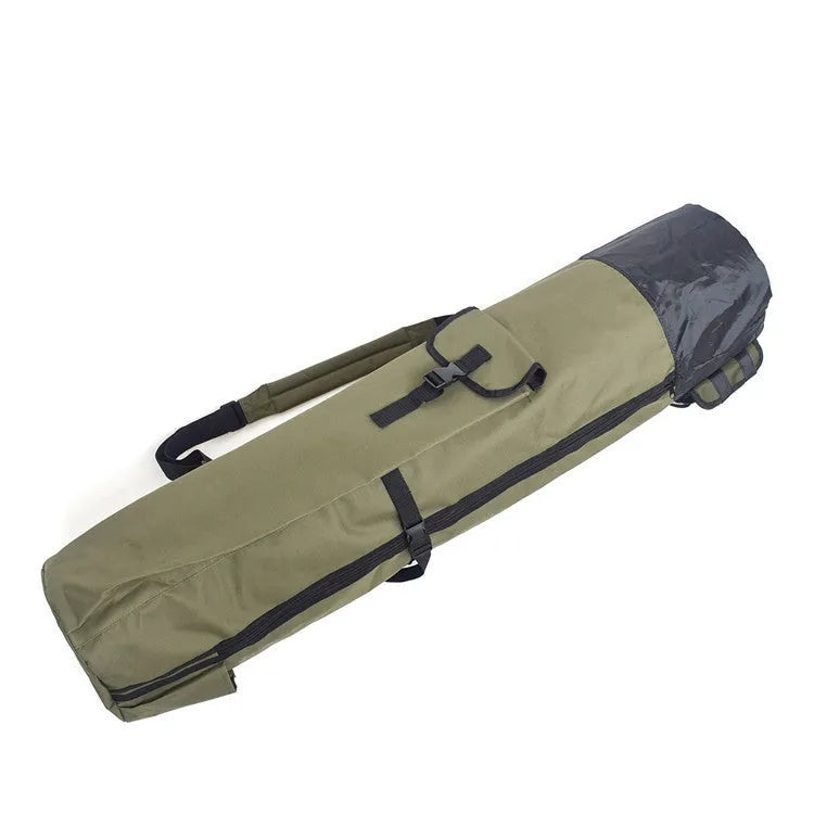 Cylindrical fishing rod bag made of Oxford cloth in army green, 116cm length, for sea fishing gear