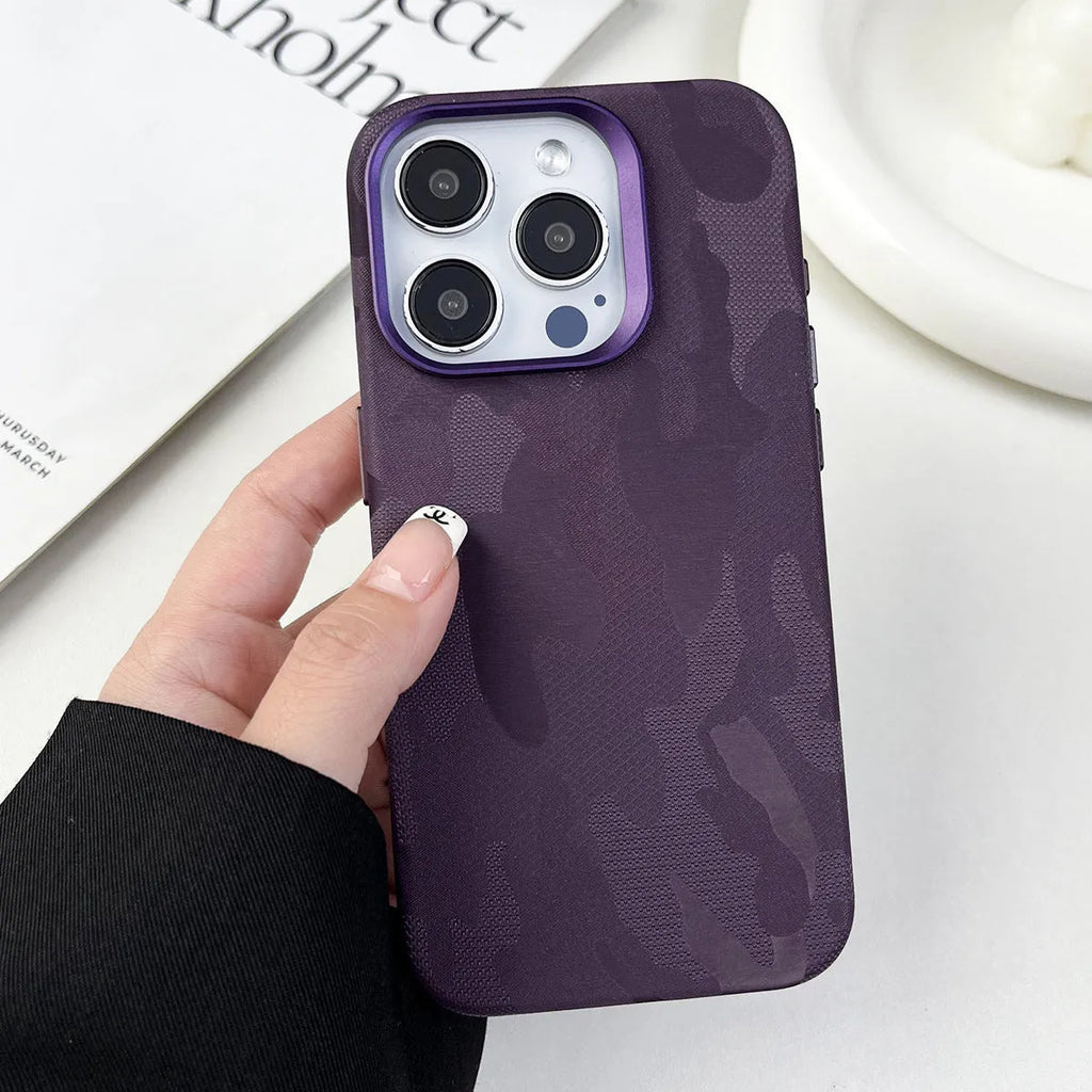 Imitation leather magnetic phone case for iPhone with anti-fingerprint surface in Emma Orange colour