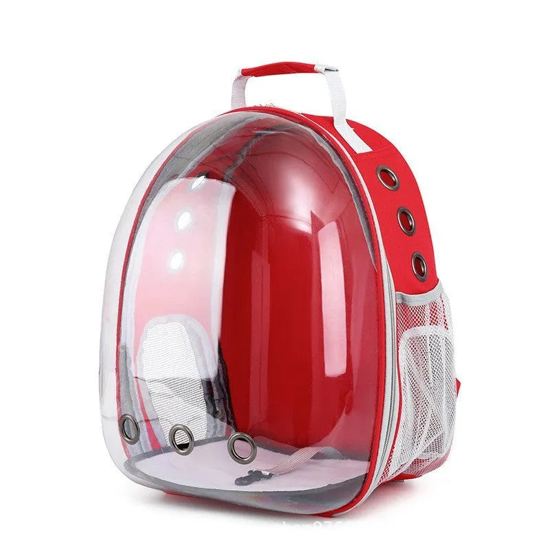 Polycarbonate pet carrier bag with side opening panel in medium capacity for cat transportation