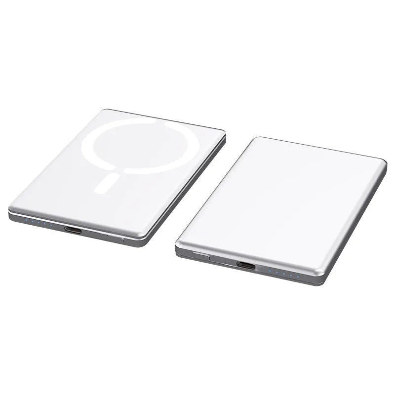 Ultra-thin magnetic power bank in dark grey, silver, black or violet with alloy shell