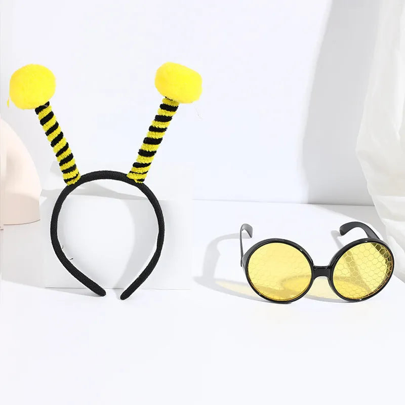 Kids bees party dress up set with headband and glasses in four colour variations