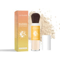 8g container of loose sunscreen setting powder with talcum and mineral sunscreen ingredients.