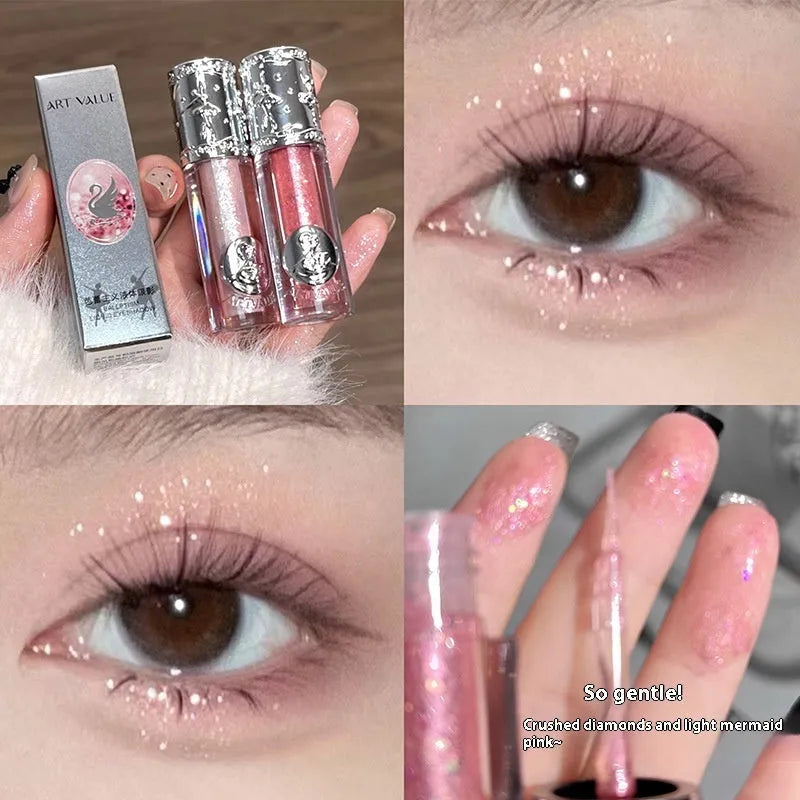 Ballet Liquid Eye Shadow set showing five shimmer colour options in cosmetic containers