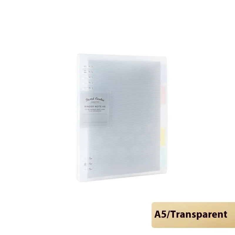 Loose spiral notebook refill with transparent PP cover and raw wood pulp paper in A5 size