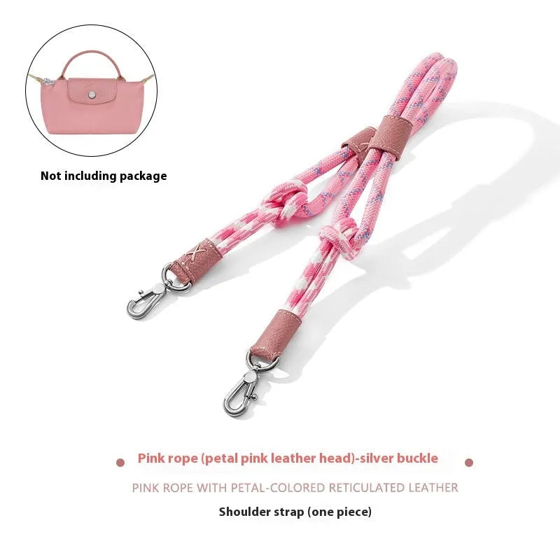 Braided nylon and cowhide leather crossbody strap with alloy buckle for bag modification