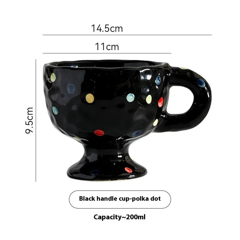 Hand-pinched irregular ceramic mug in solid colour, approximately 250ml capacity