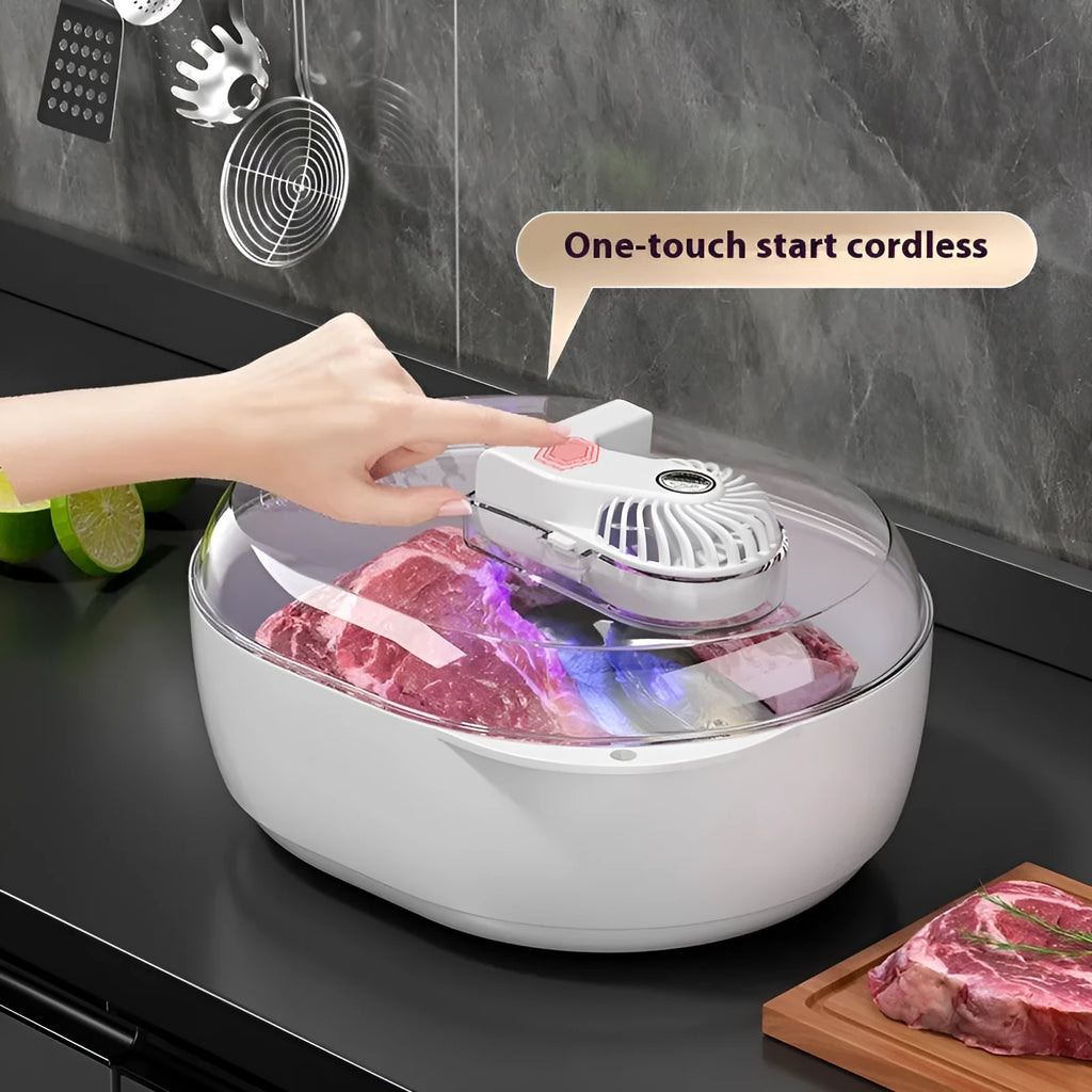 Aluminium quick defrosting plate in a modern simple style, shown as a separate board and in a kit.