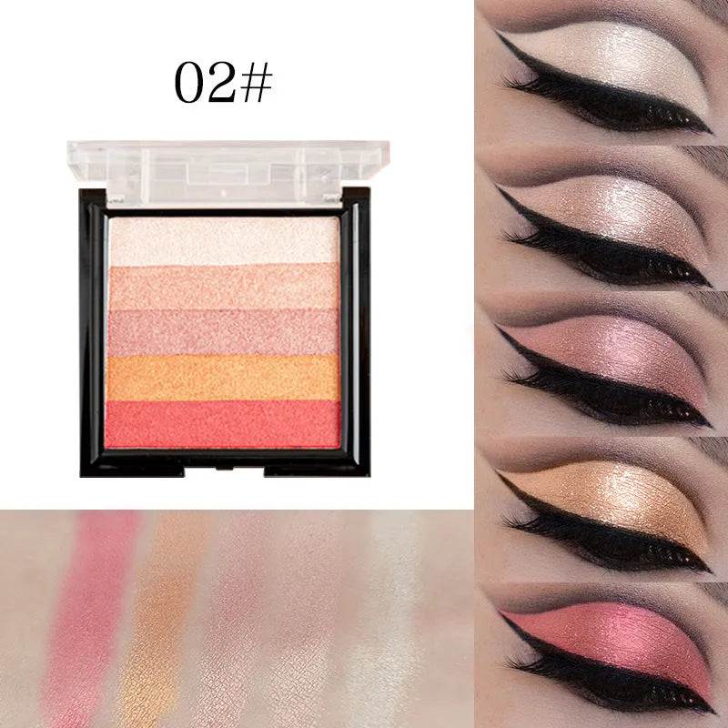 Eye shadow compact showing six colour style options for natural three-dimensional contouring and brightening