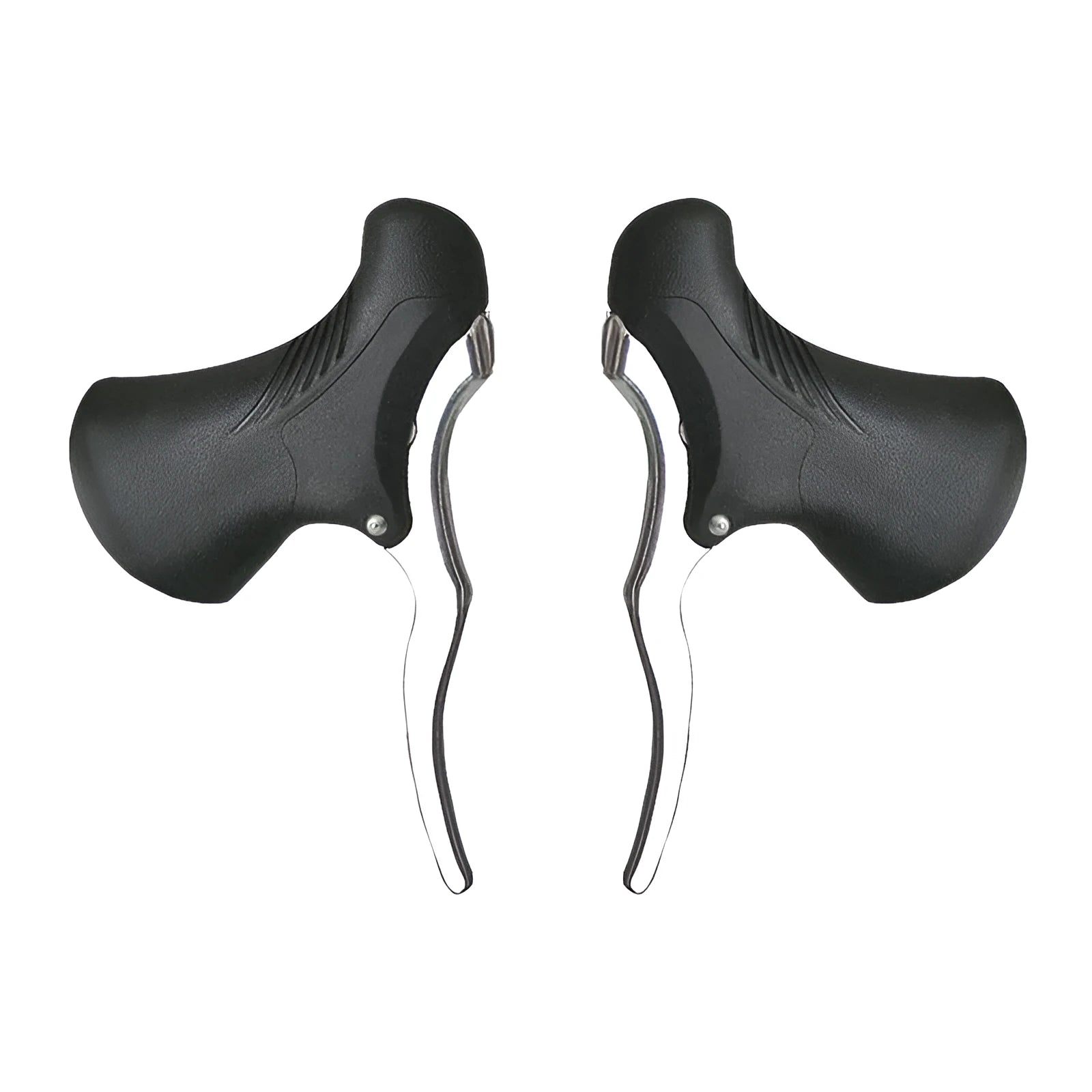 Pair of aluminium alloy road bicycle brake handles in black and black-silver colour options.