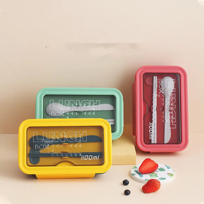 Four-layer plastic bento box in Nordic style design with green colour option