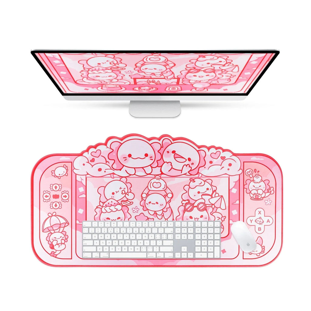 Hexagonal dragon crane machine anime design cloth mouse pad measuring 75 × 40cm with wrist support
