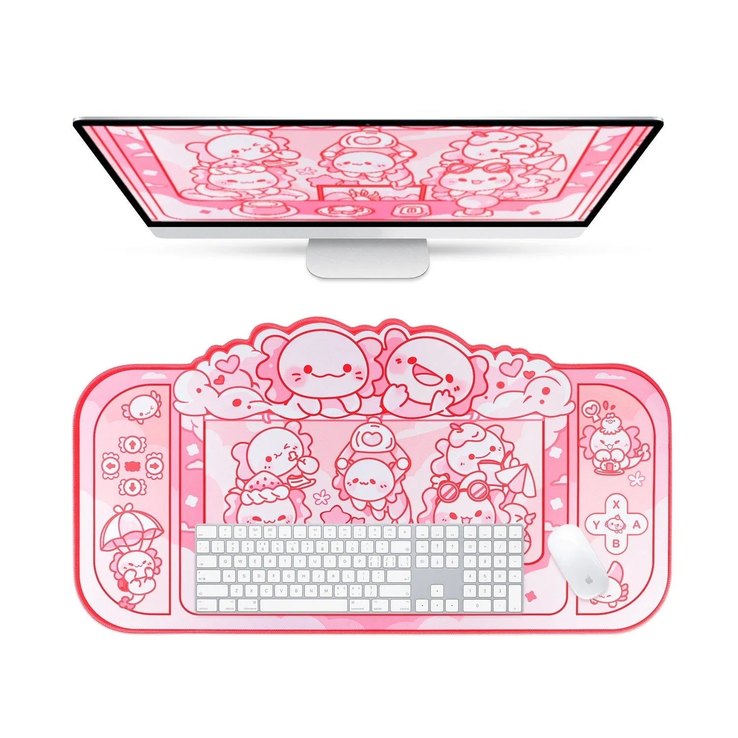 Hexagonal dragon crane machine anime design cloth mouse pad measuring 75 × 40cm with wrist support