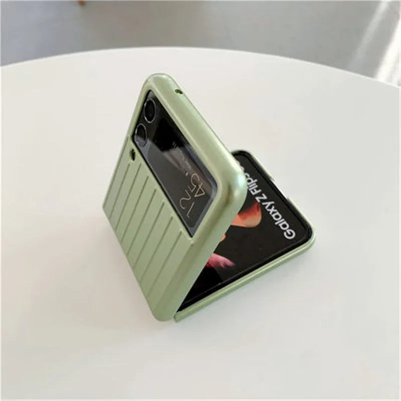 Samsung Z Flip3 ultra-thin flip phone case in multiple colours showing front and back protection