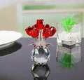 Geometric Chinese style K9 crystal rose ornament in seven colour options including red, blue, and golden yellow