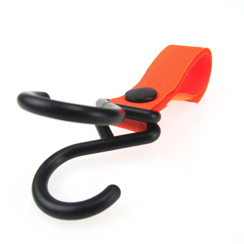 A selection of luggage Velcro hooks in various colours including red, blue, green, and yellow on a white background