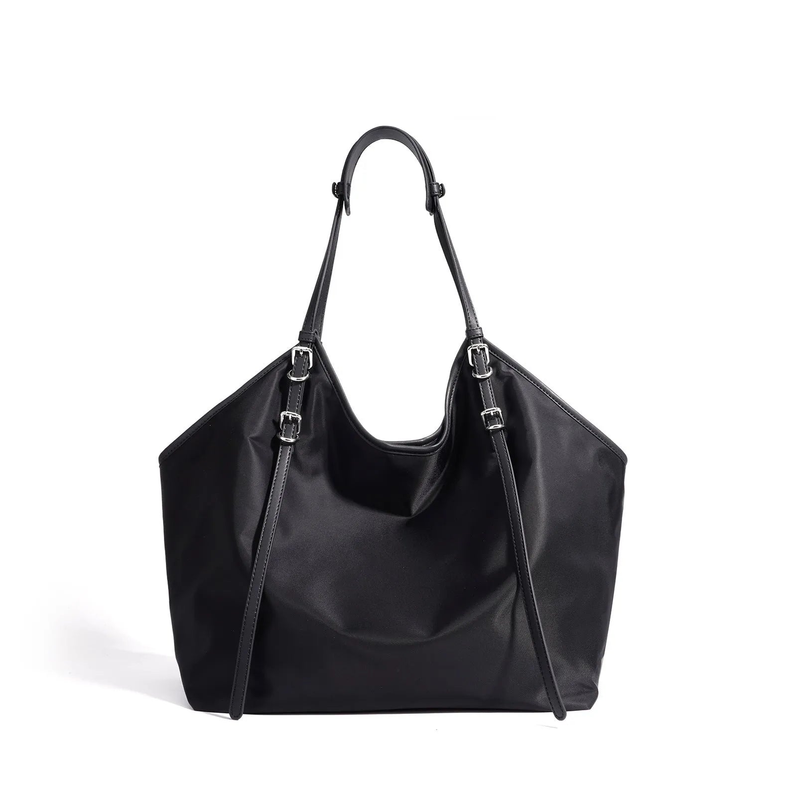 Denim women's patchwork casual crossbody bag in black with inner pocket and shell shape for travel