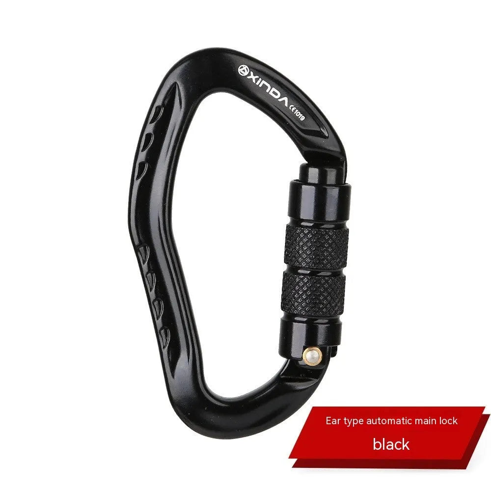 Automatic lock climbing carabiner in black blue orange red or silver colours for outdoor equipment