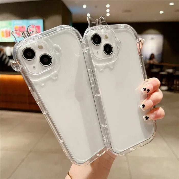 Small Monster transparent TPU phone case for iPhone, creative airbag protective cover with anti-fingerprint finish