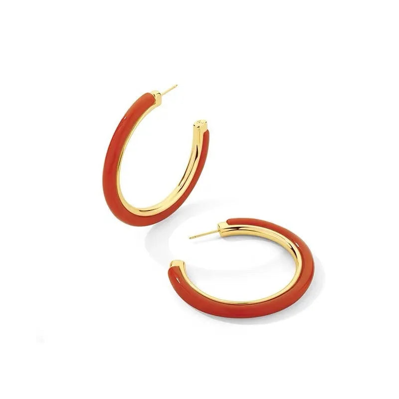 Copper leopard print geometric ring-style earrings for women electroplated gold finish