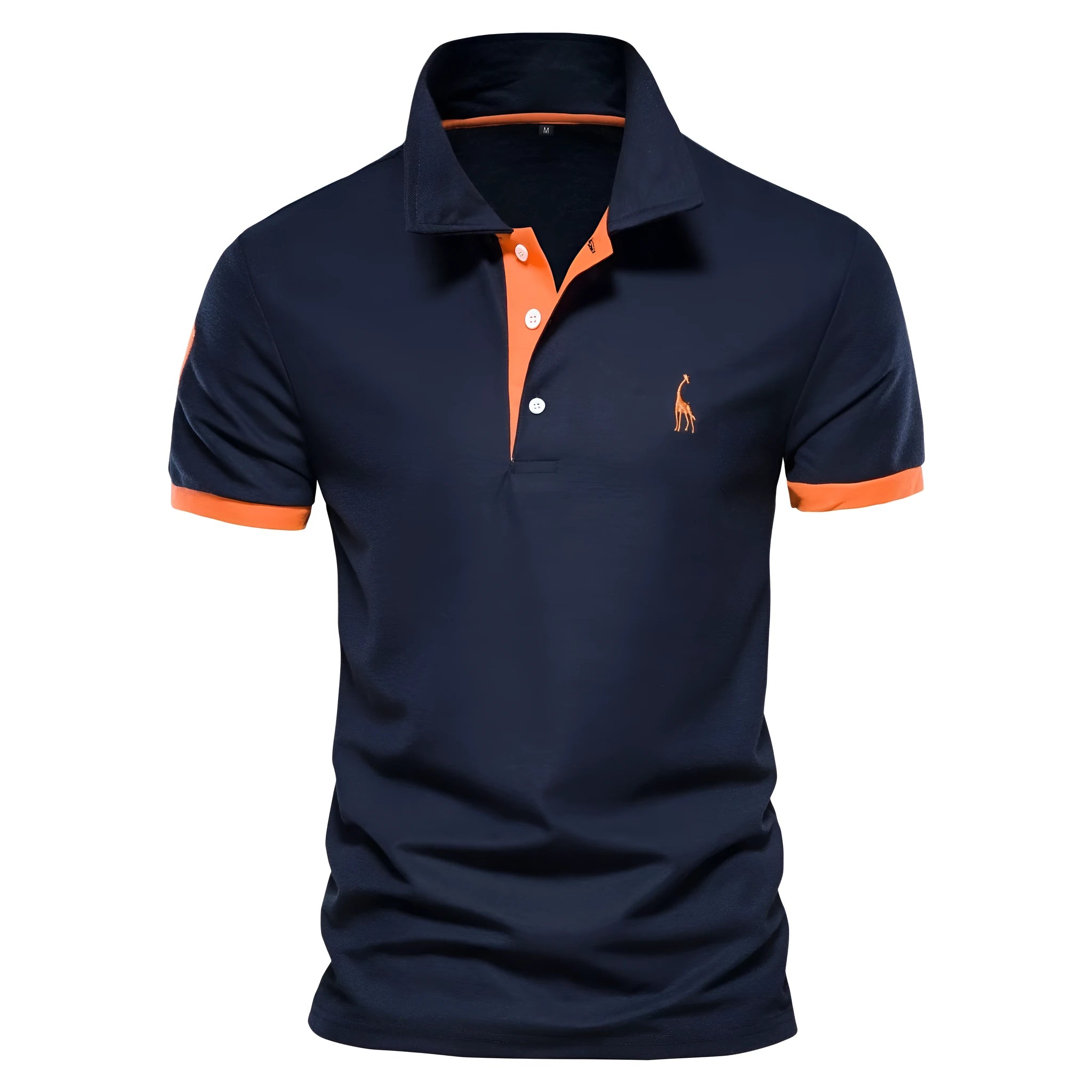 Men's slim fit short sleeve T-shirt with a detailed embroidered deer design on the chest.