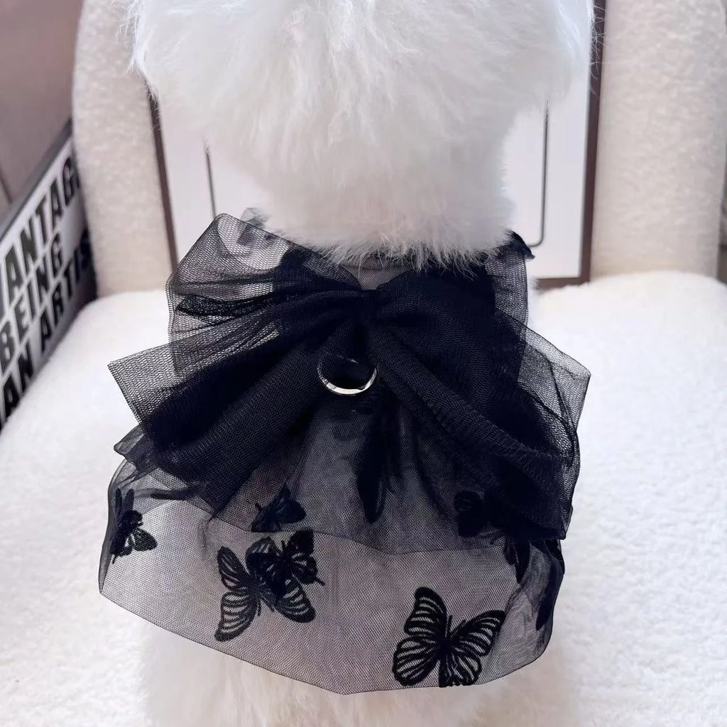 Black gauze princess tulle skirt pet clothing for small dogs and cats on size chart