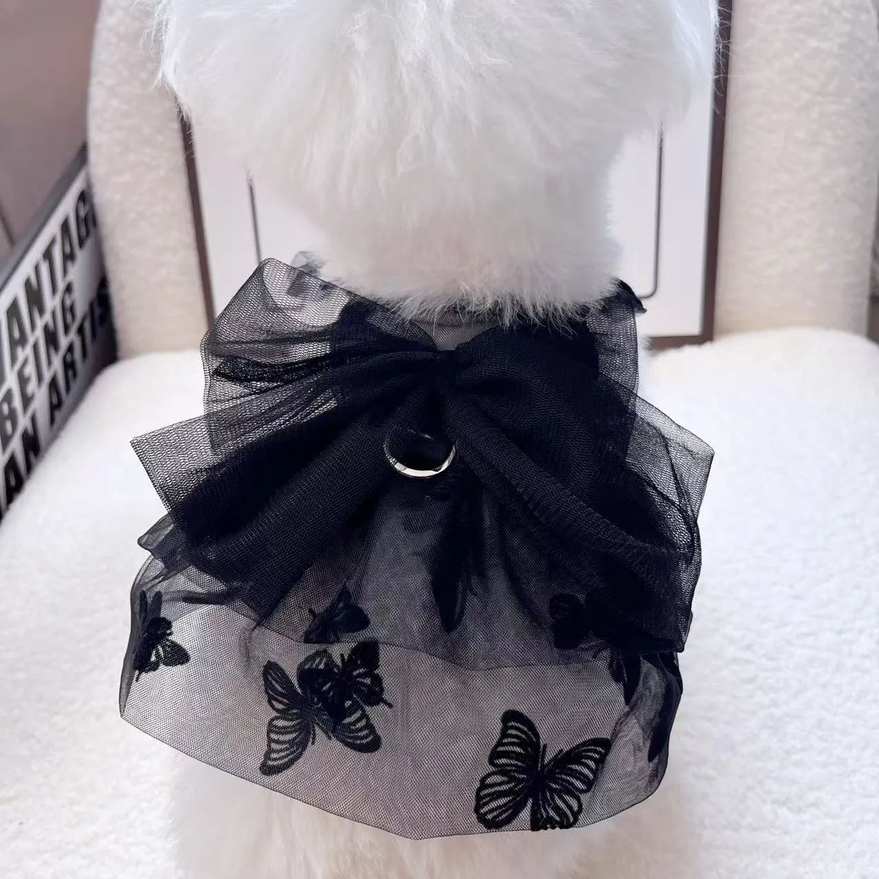 Black gauze princess tulle skirt pet clothing for small dogs and cats on size chart