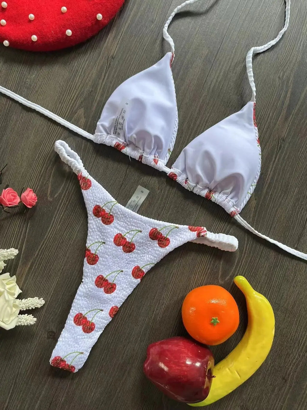 Women's printed bikini swimsuit with briefs style on a mannequin