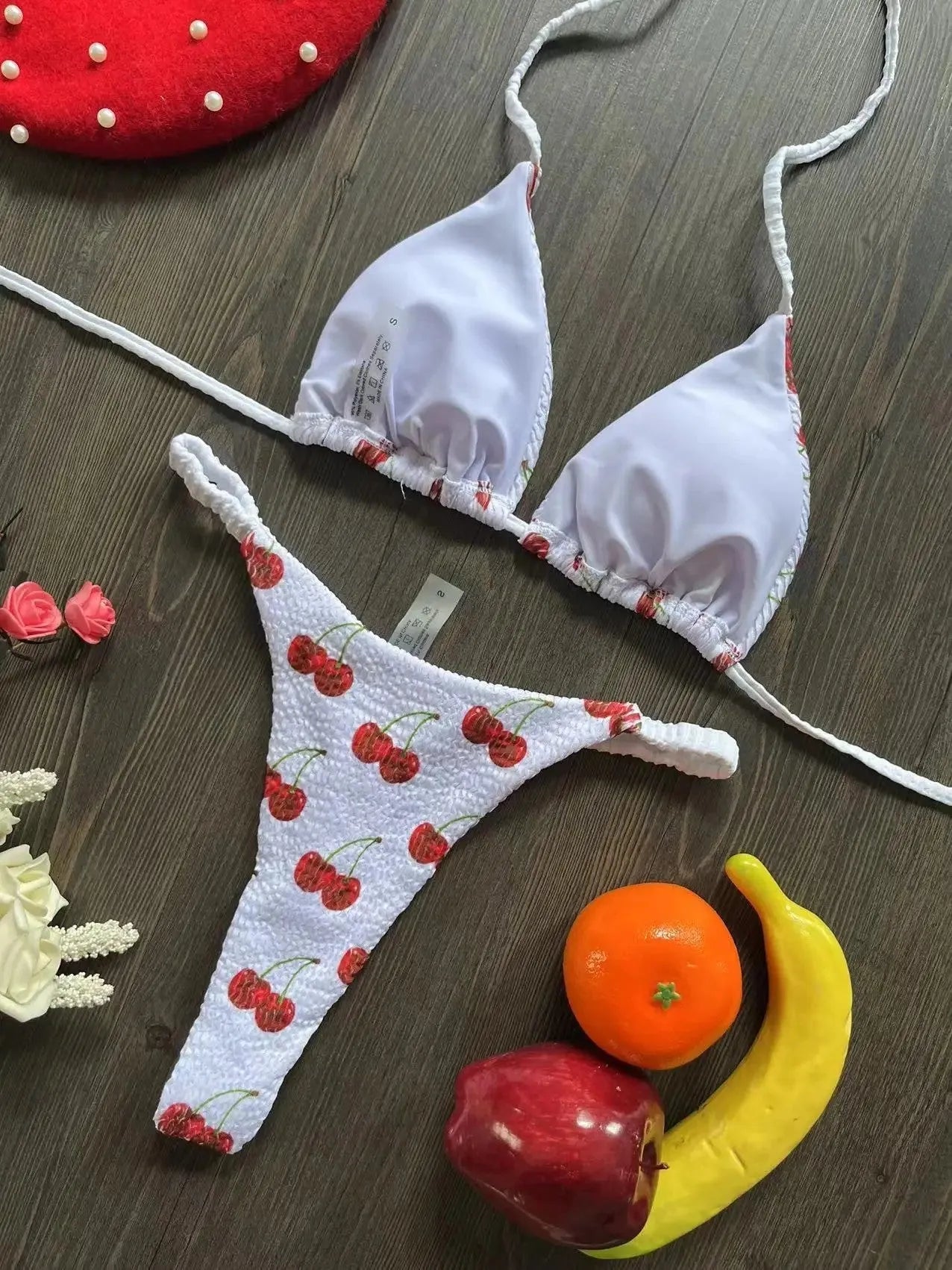 Women's printed bikini swimsuit with briefs style on a mannequin
