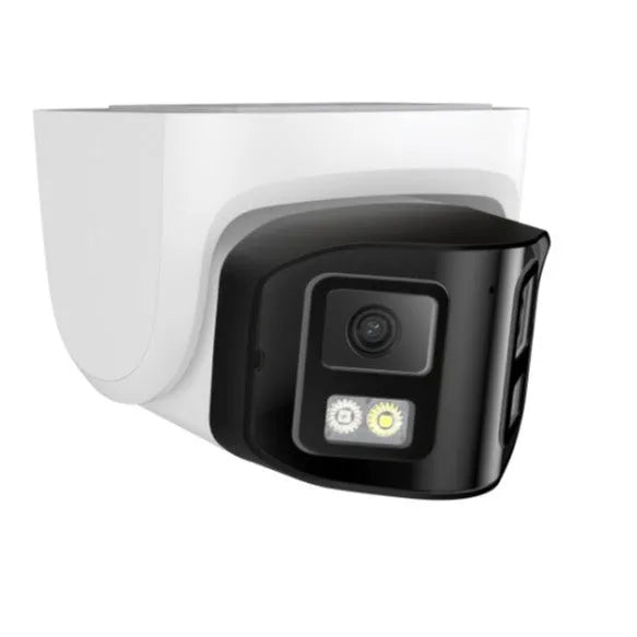 4MP dual-lens IP security camera with panoramic view and IP66 waterproof housing