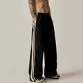 Black wide leg climbing trousers with high waist and straight-leg design