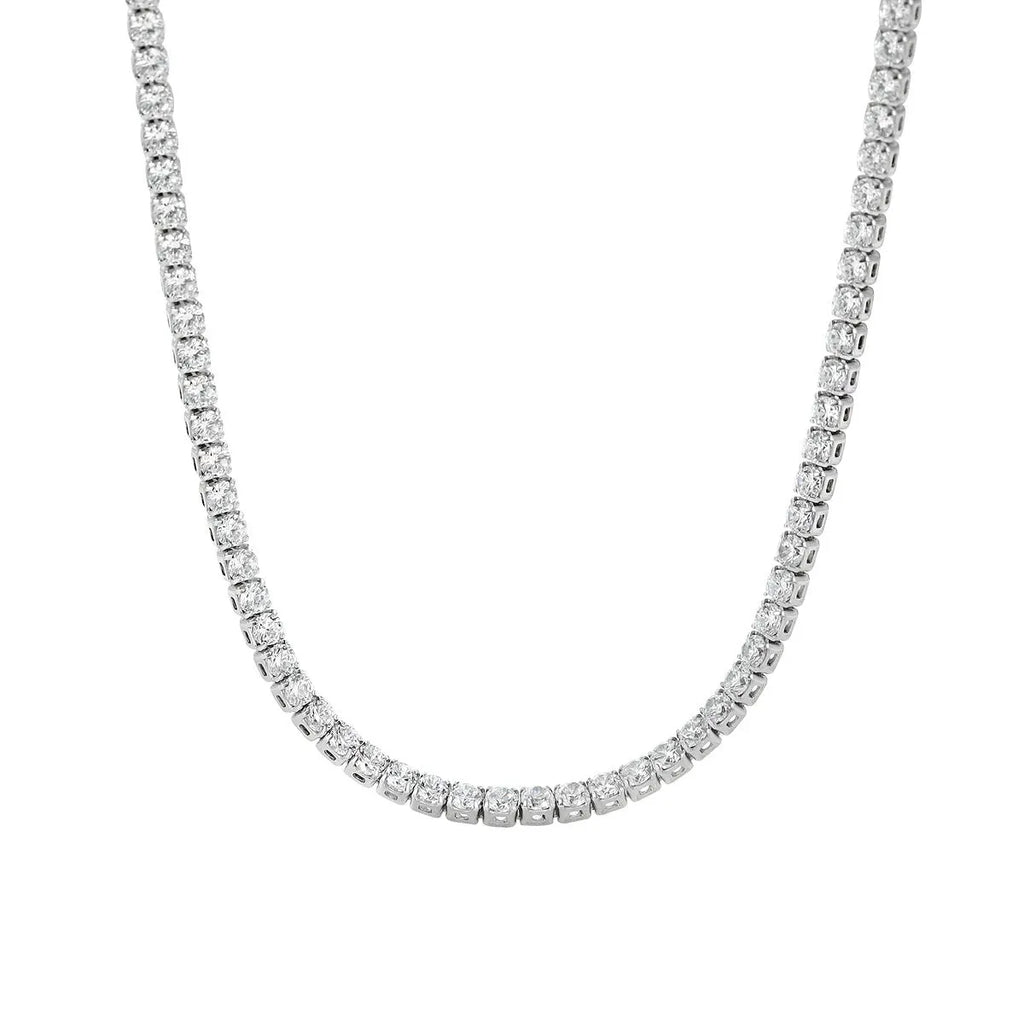 Women's sterling silver necklace with round design and diamond treatment in silver colour