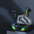 Black TWS Bluetooth gaming sports earbuds with low latency and 15-metre range