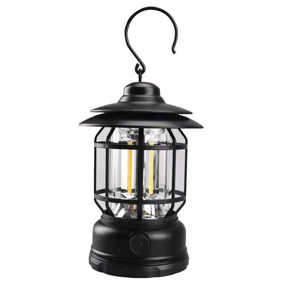 Portable camping head lamp lantern in dark green, black, and red colour options with super bright LED light.
