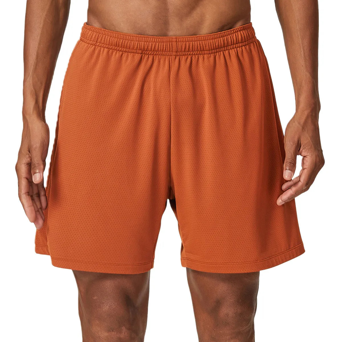 Men's double-layer running shorts in sky green colour with quick-dry fabric and moisture-wicking lining