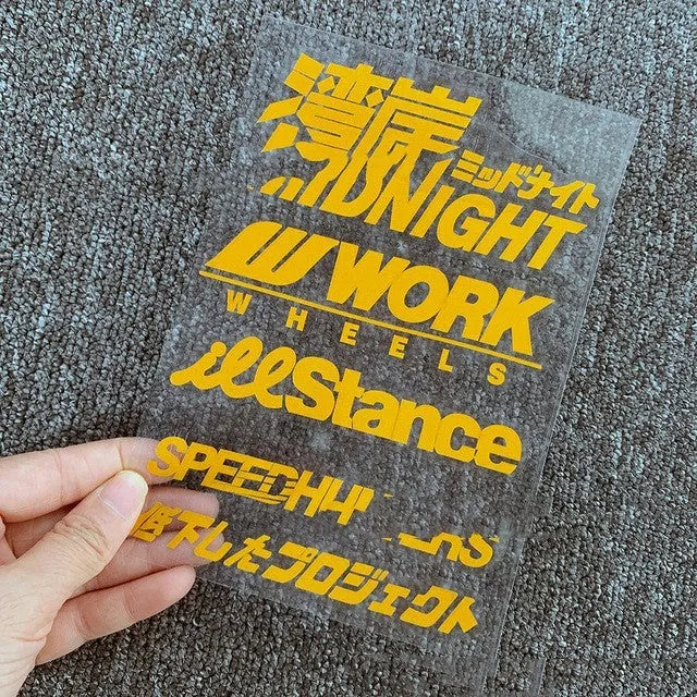 Motorcycle reflective bumper sticker measuring 16cm by 11cm in various colour options including fluorescent and reflective finishes.