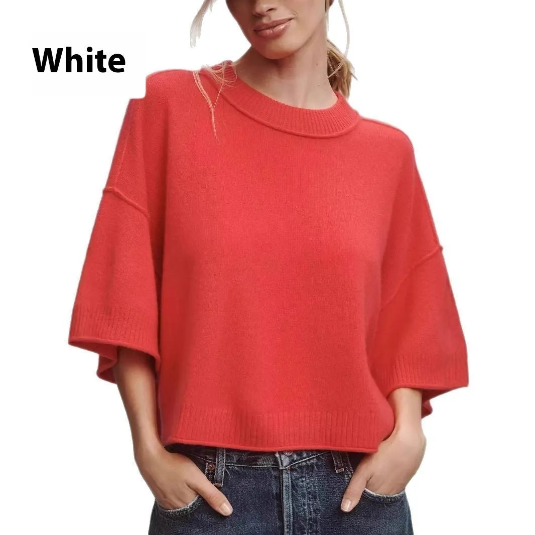 Red women's crop top t-shirt with exposed navel design and regular sleeves