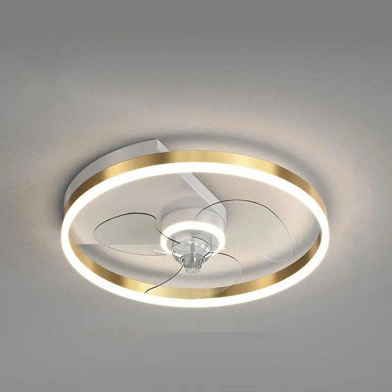 Nordic style white ceiling lamp with integrated fan and light for children's room