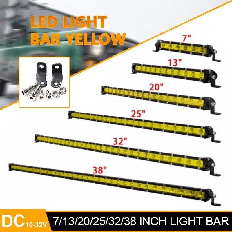 25 inch aluminium single row LED light bar with mounting brackets for vehicles