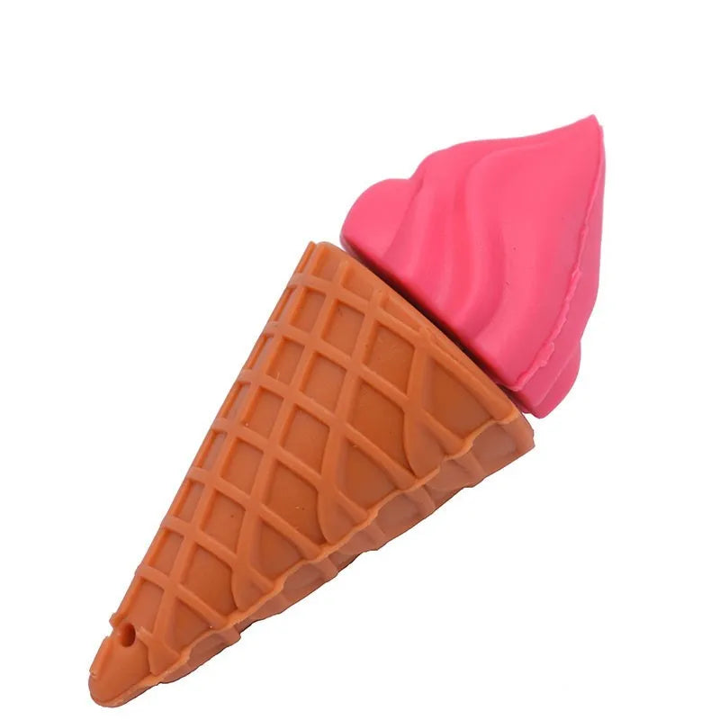 Mini ice cream design USB flash drive in pink, showing USB connector.